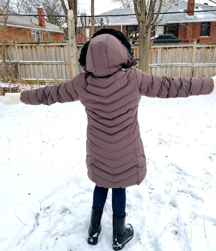 Brown Mauve Quilted Long Winter jacket - photo 3