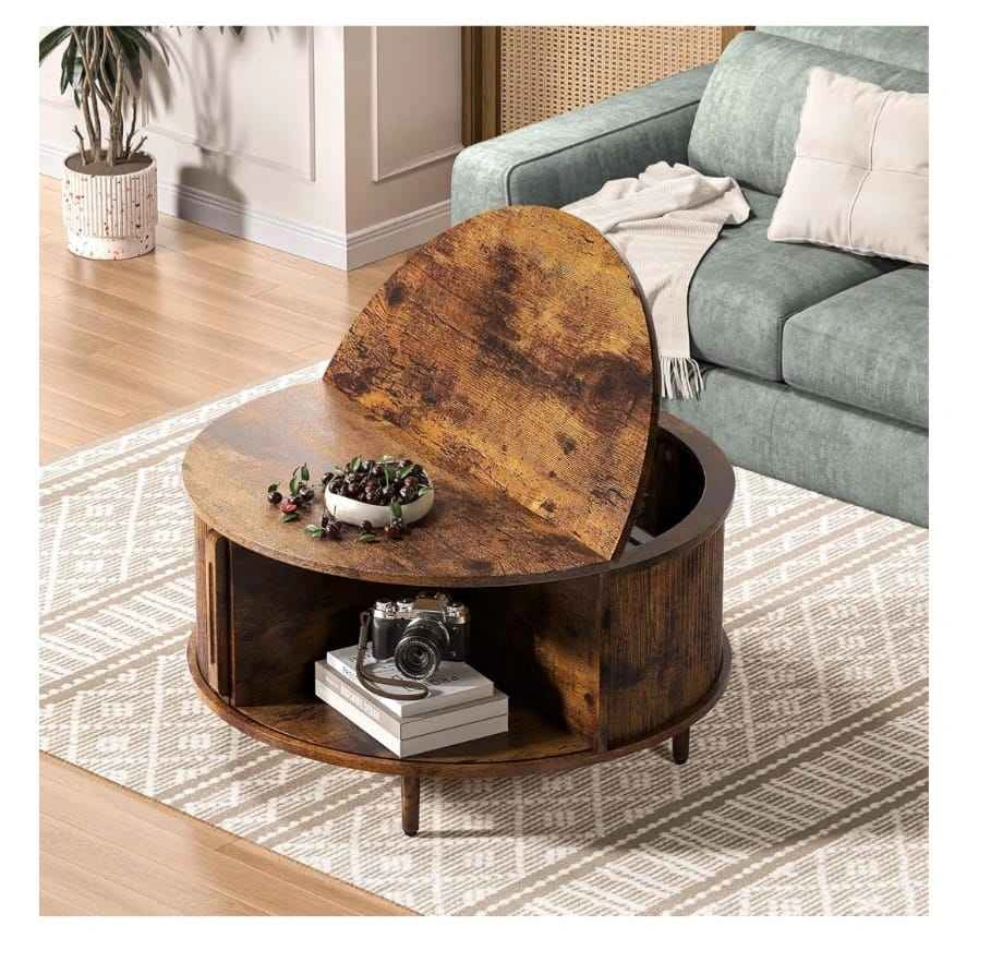 Round Coffee Table, 31.5" Fluted Center Table with Storage - photo 5