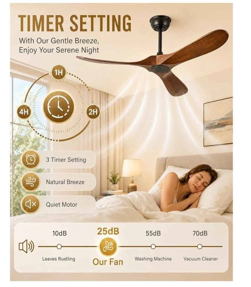 60'' Wood Ceiling Fan, No Light, Remote, Indoor/Outdoor - photo 4