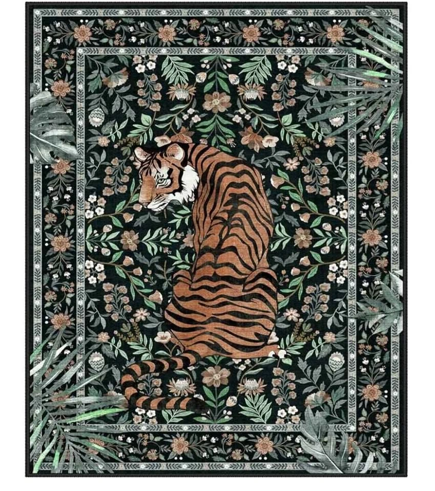 Brand new 8x10 Area Rug Tropical Jungle Tiger Non-Slip - photo 2