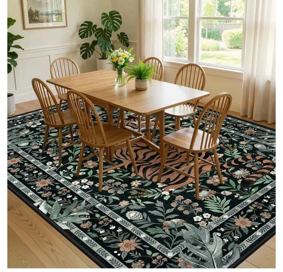 Brand new 8x10 Area Rug Tropical Jungle Tiger Non-Slip - photo 4