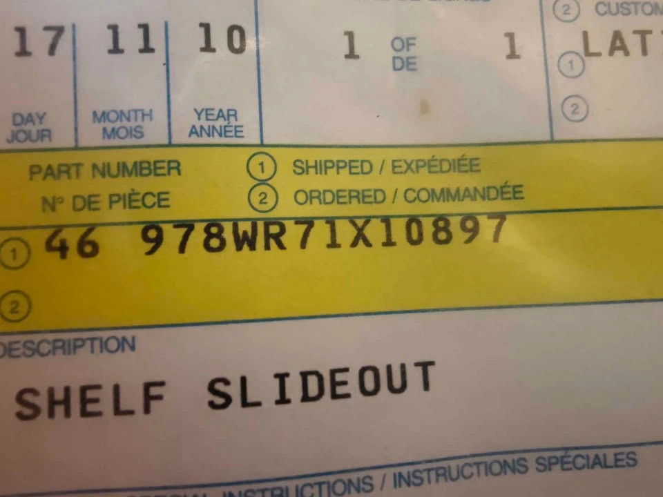 GE Refrigerator Shelf Slideout Part 978WR71X10897 - photo 3