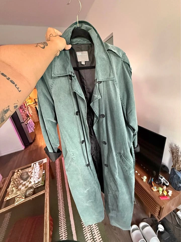 Green trench coat