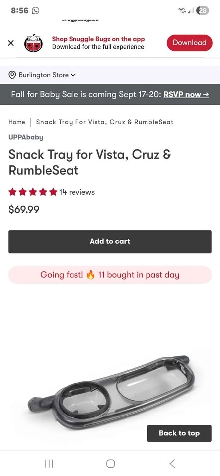 UPPABaby Snack Tray - NEW - photo 2