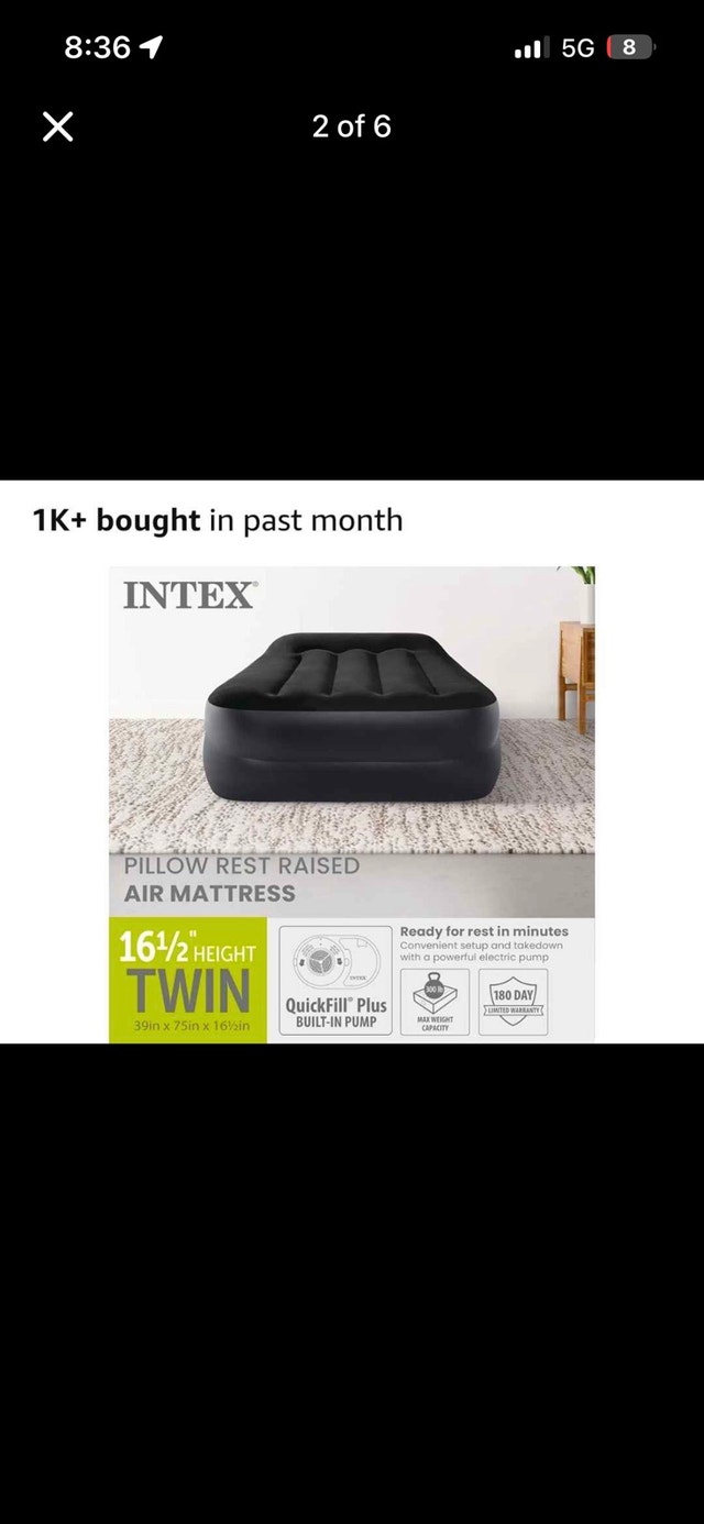 INTEX Dura-Beam Plus Twin Air Mattress with Built-in Pump - photo 2