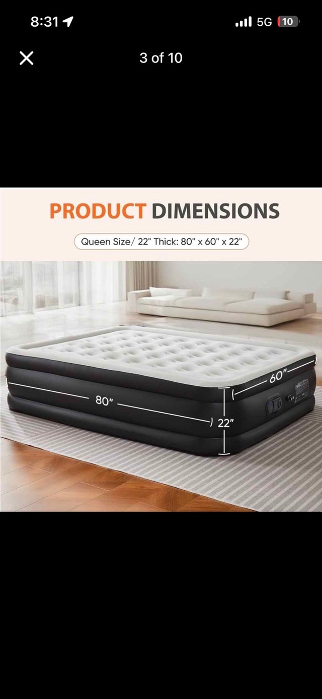 Sweetcrispy Queen Air Mattress 22" Raised Inflatable Airbed - photo 3