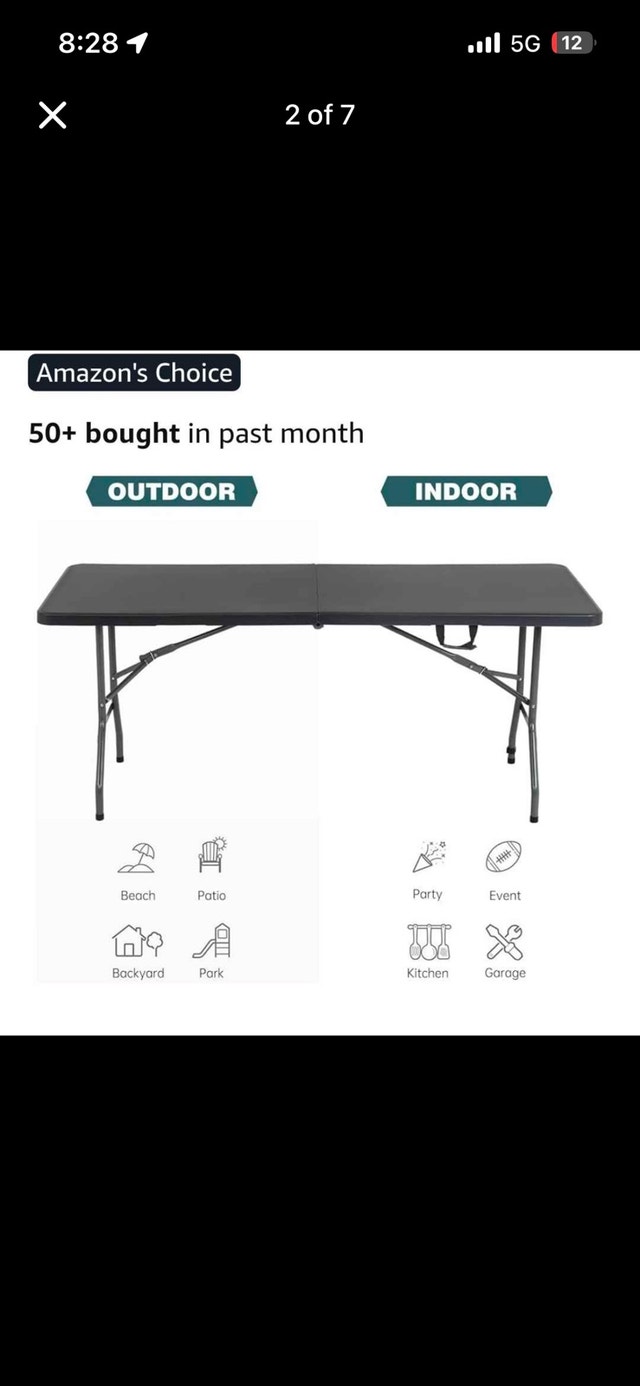 FDW Heavy Duty Fold-in-Half Portable Plastic Folding Table - photo 2