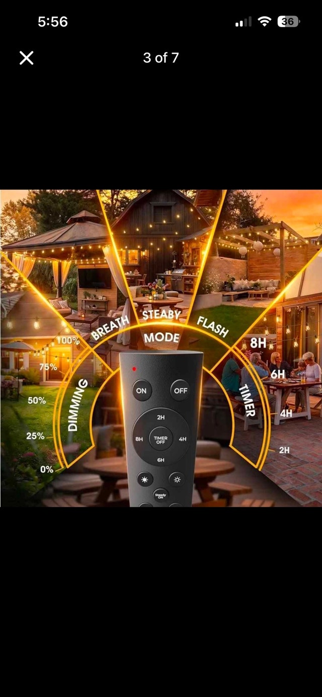 addlon 50FT LED Outdoor String Lights with Remote - photo 3