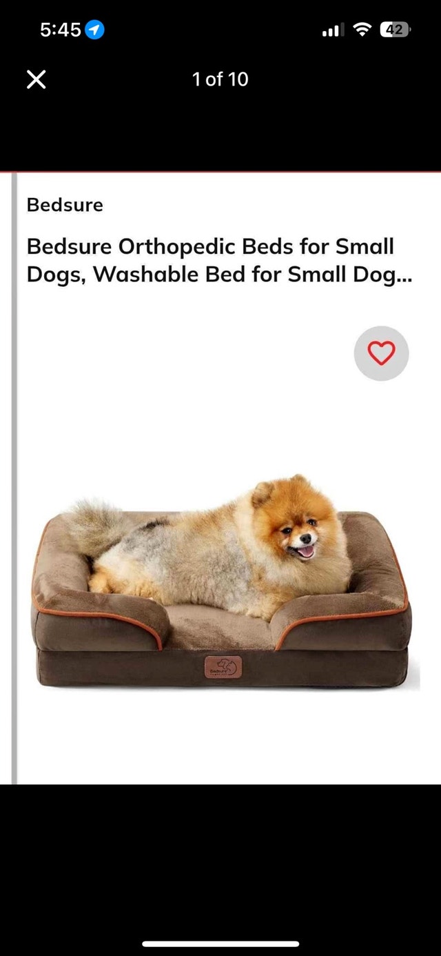 Bedsure Orthopedic Washable Dog Bed for Small Dogs (Brown)