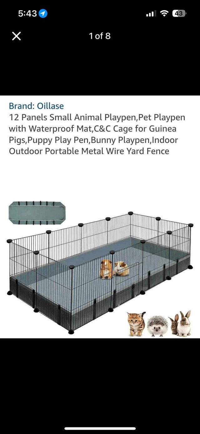 Oillase 12-Panel Small Animal Playpen with Waterproof Mat