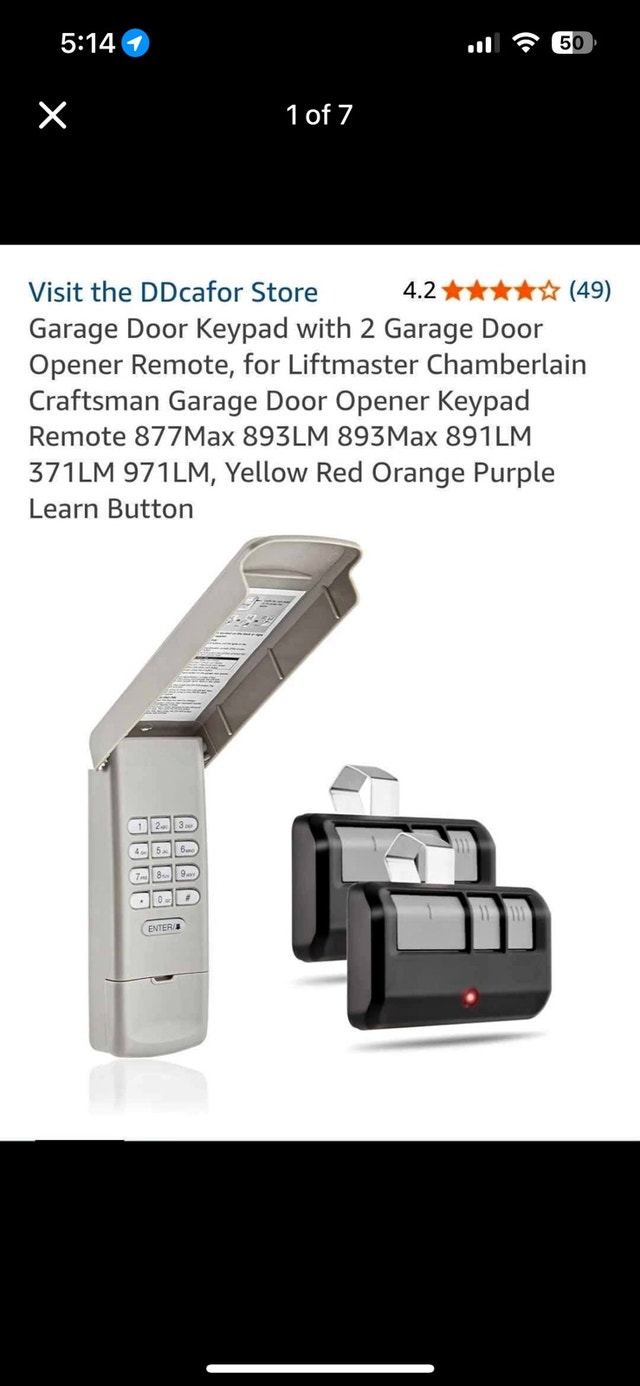 DDcafor Garage Door Keypad & 2-Remote Combo Set
