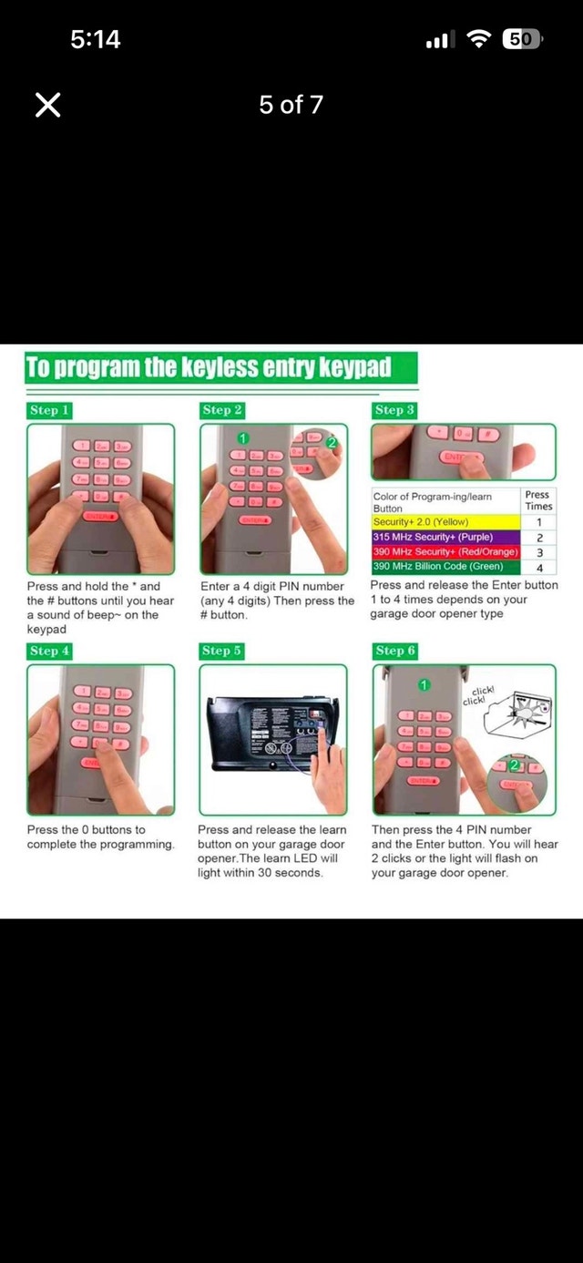 DDcafor Garage Door Keypad & 2-Remote Combo Set - photo 5