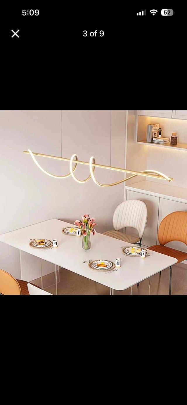 MDZHYA 39.4" Modern Gold LED Wave Chandelier & Pendant Light - photo 3