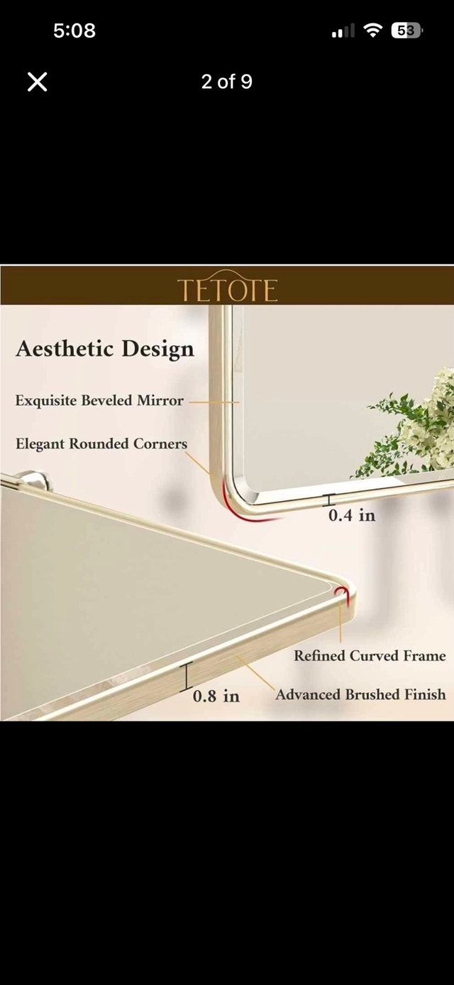 TETOTE Brushed Nickel Pivot Vanity Mirror (20" x 30") - photo 2