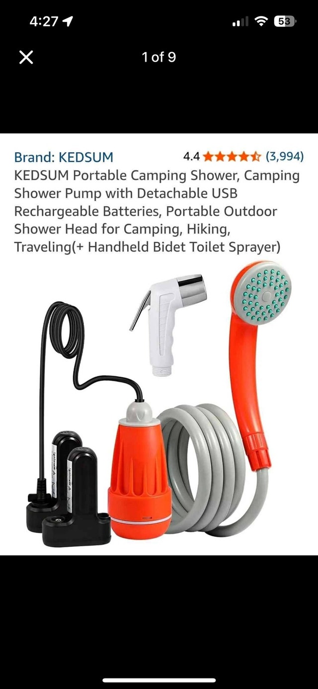 KEDSUM Portable Camping Shower & Handheld Bidet Sprayer Set