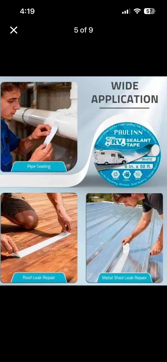 PAULINN Heavy-Duty RV Roof Sealant Tape (6" x 50 ft) - photo 5