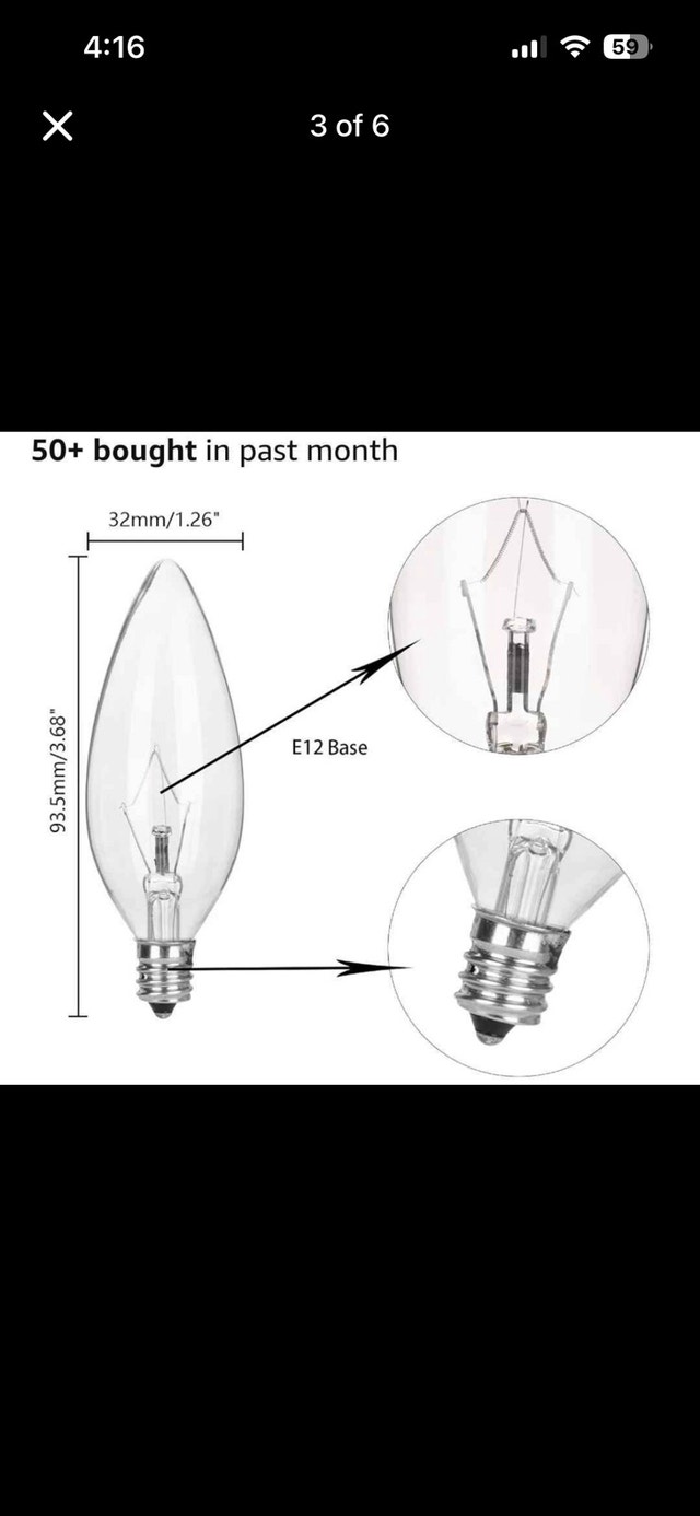 Haraqi 10-Pack E12 Base 25W 120V Clear Candelabra Light Bulbs - photo 4