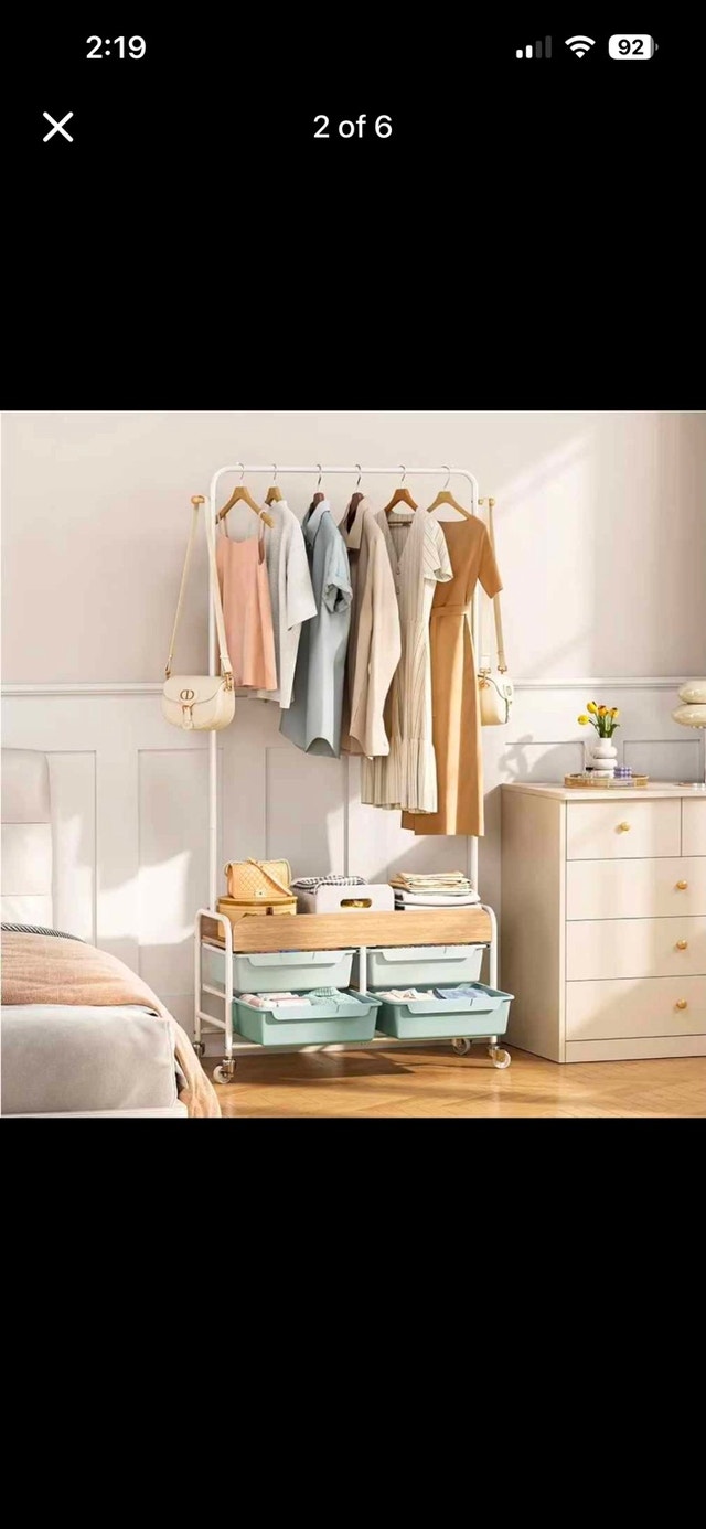 APEXCHASER Rolling Metal Garment Rack with Storage Drawers - photo 2
