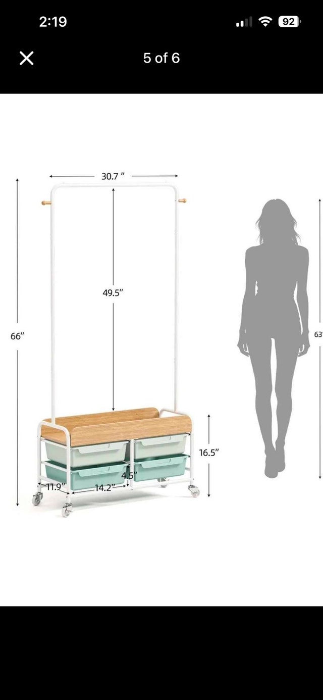 APEXCHASER Rolling Metal Garment Rack with Storage Drawers - photo 5