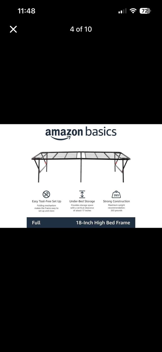 Foldable Metal Platform Bed Frame (Full Size - 18" High) - photo 4