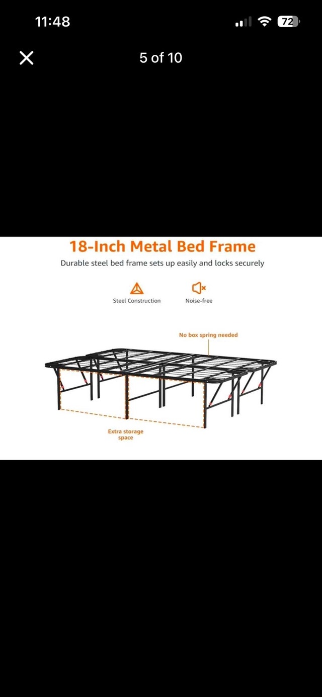 Foldable Metal Platform Bed Frame (Full Size - 18" High) - photo 5
