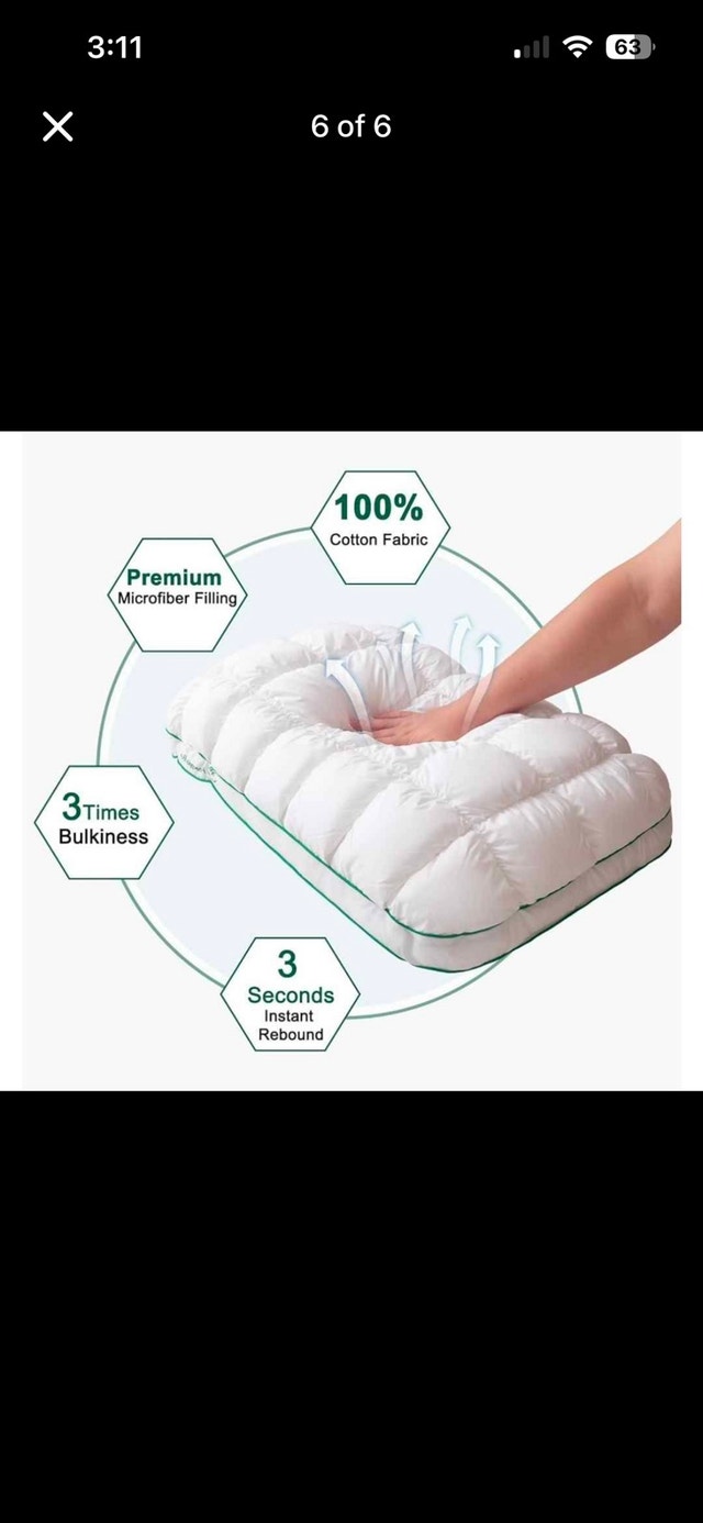 YOUR MOON Fluffy Luxury Bed Pillow (Queen Size – White) - photo 3