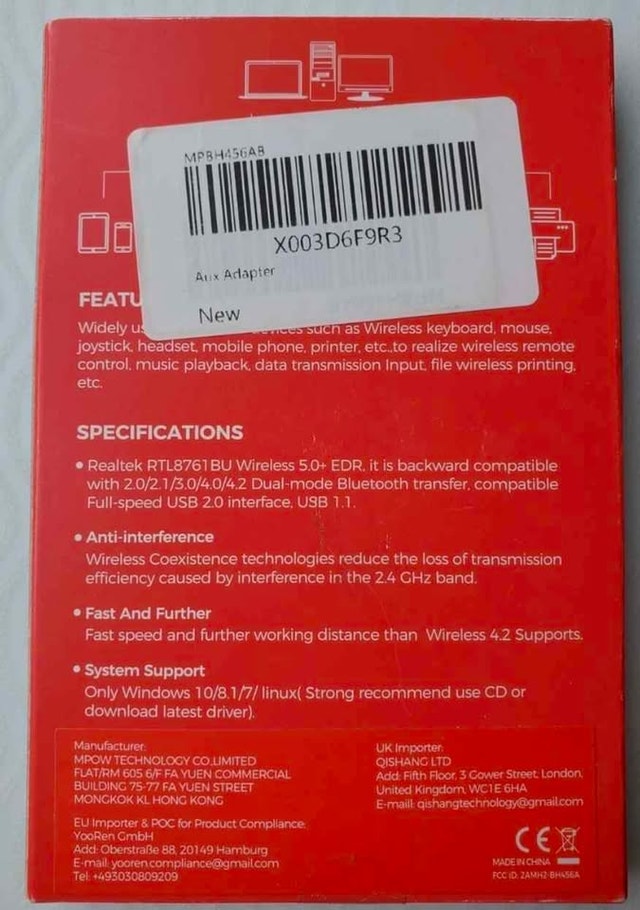 MPOW Wireless Bluetooth 4.0 USB Dongle Adapter (Model: BH079A) - photo 2