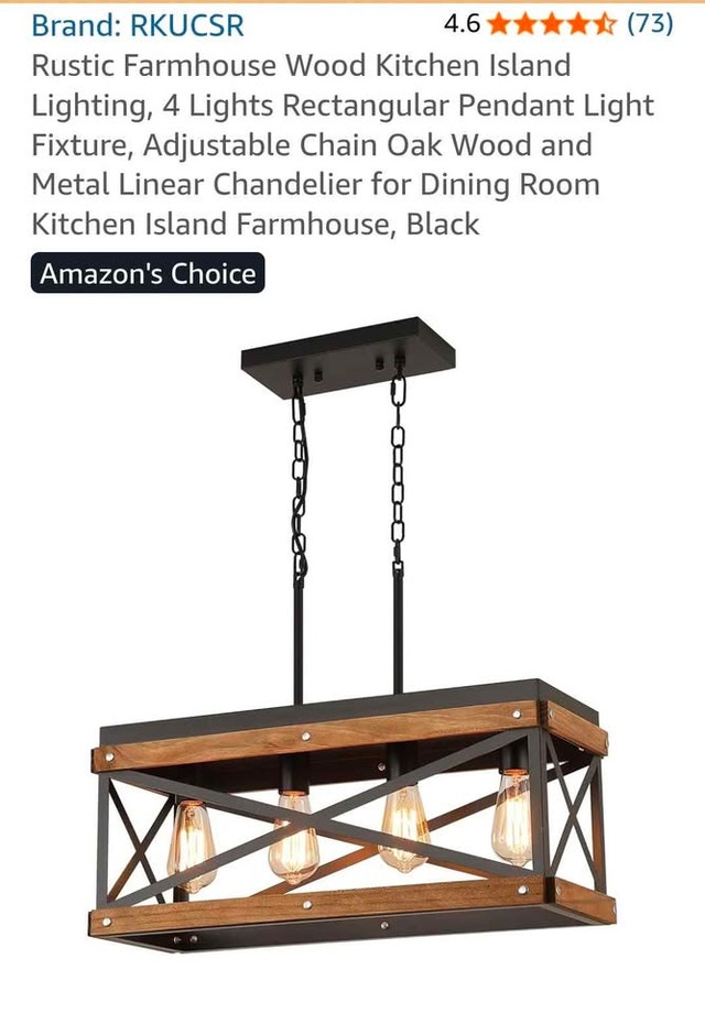 Brand New in Box: RKUCSR Rustic Farmhouse 4-Light Pendant