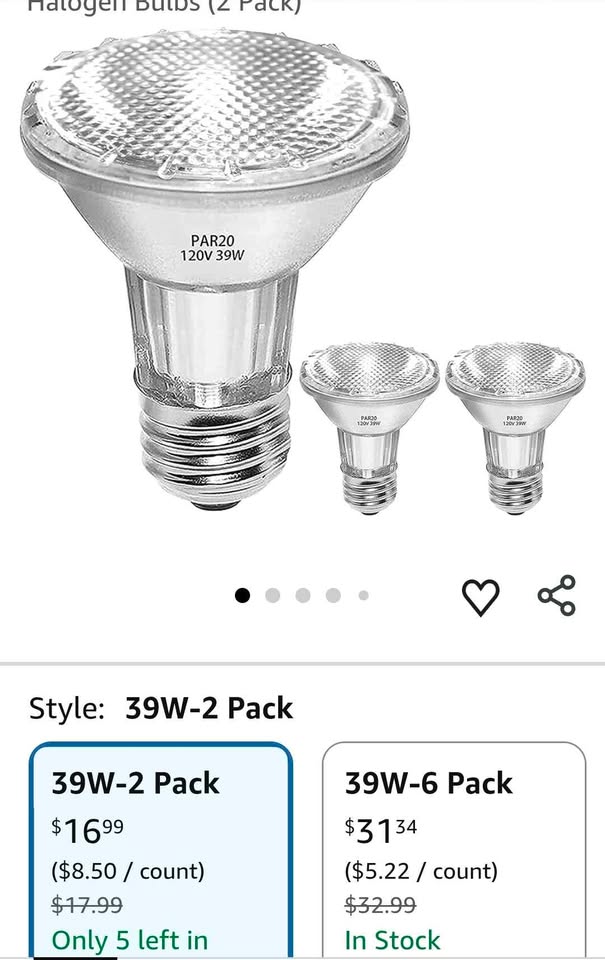 6-Pack PAR20 Flood 39W Halogen Light Bulbs - Dimmable, Warm - photo 4