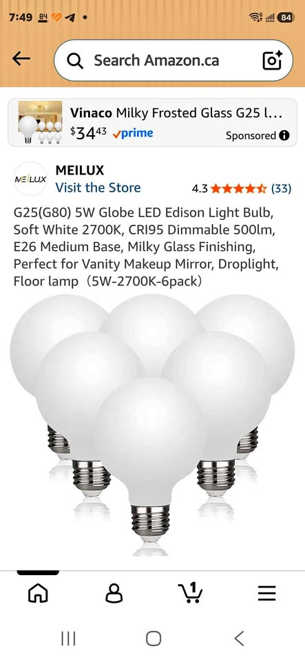 New LED Globe Light Bulbs G80/G25 (6-Pack) – E26 Base, 2700k