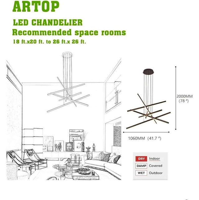 Artop Modern LED Chandelier 6-Light - Dimmable - photo 5