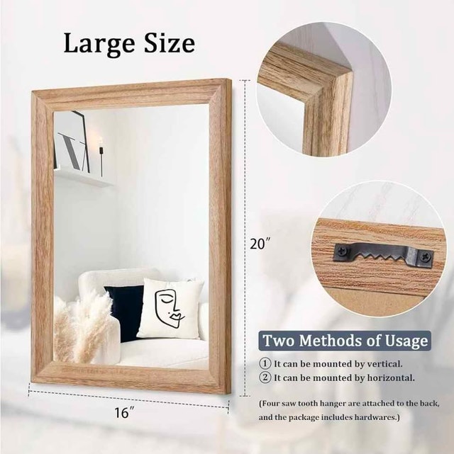 Brand New AAZZKANG Rustic Wood Wall Mirror (16" ×20") - photo 3