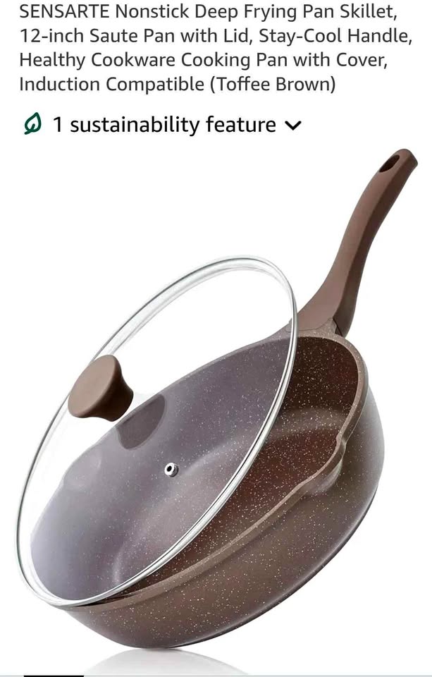 SENSARTE 12-Inch Nonstick Deep Frying Pan Skillet with Lid