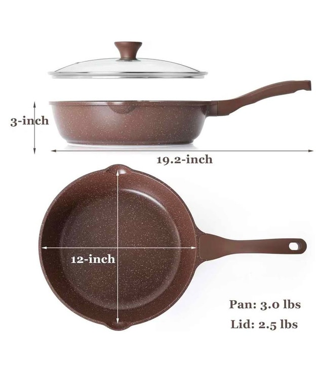 SENSARTE 12-Inch Nonstick Deep Frying Pan Skillet with Lid - photo 2