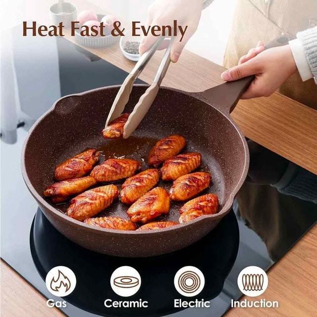 SENSARTE 12-Inch Nonstick Deep Frying Pan Skillet with Lid - photo 5