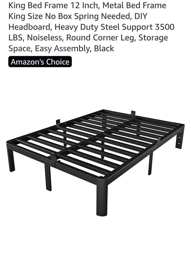 Brand New King Size Metal Bed Frame (12 Inch)