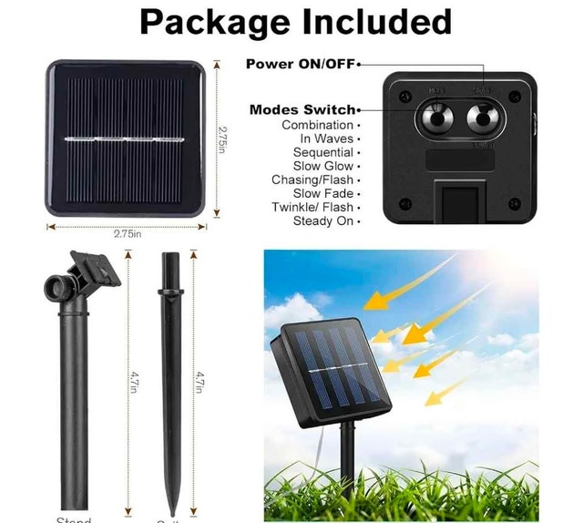 ☀️ Metaku 72FT 120 LED Solar Outdoor String Lights - photo 3