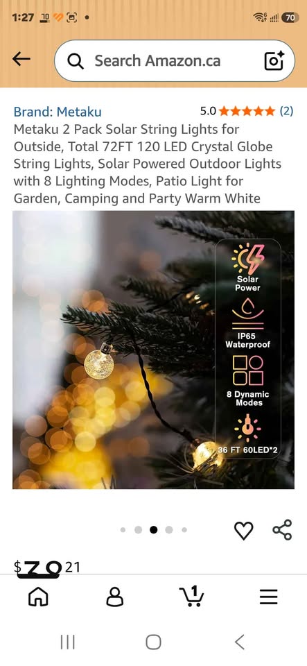 ☀️ Metaku 72FT 120 LED Solar Outdoor String Lights - photo 5