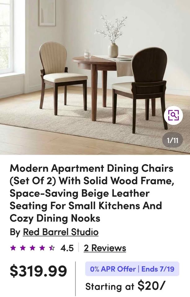 Brand New in Box! Premium Solid Wood Dining Chairs (Set of 2)