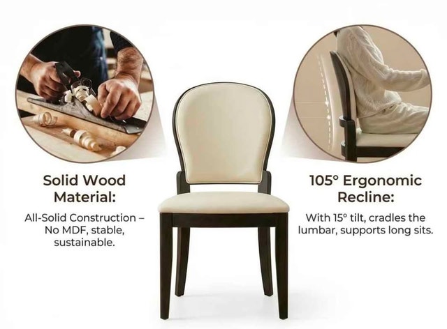 Brand New in Box! Premium Solid Wood Dining Chairs (Set of 2) - photo 3