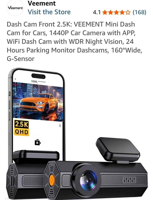 Brand New! Veement 2.5K Ultra-HD Mini WiFi Dash Cam