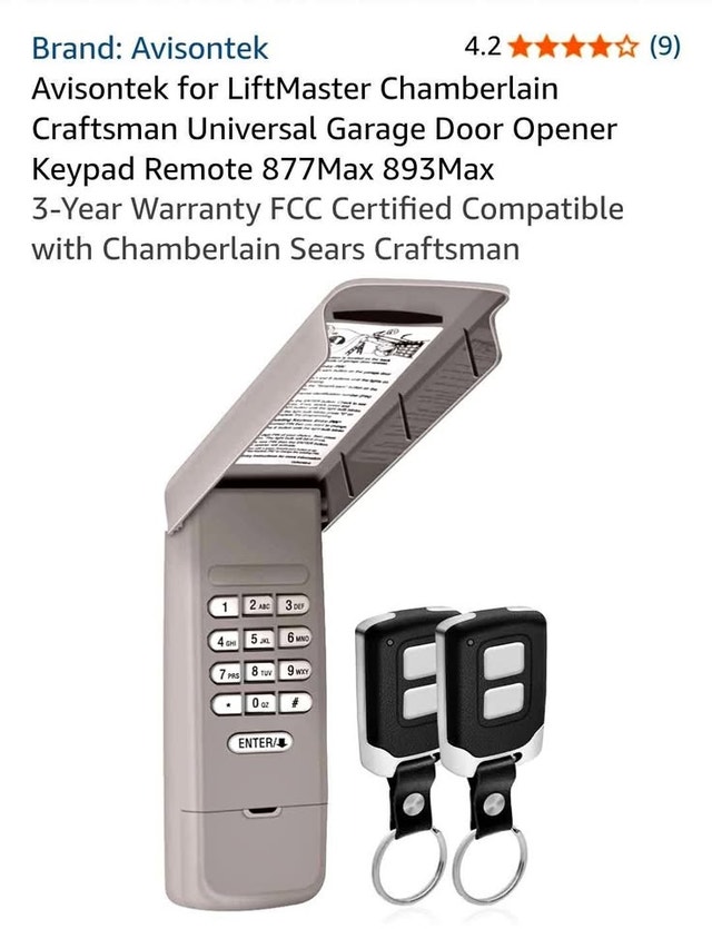 Brand New! Universal Garage Door Opener Keypad & Remote Kit