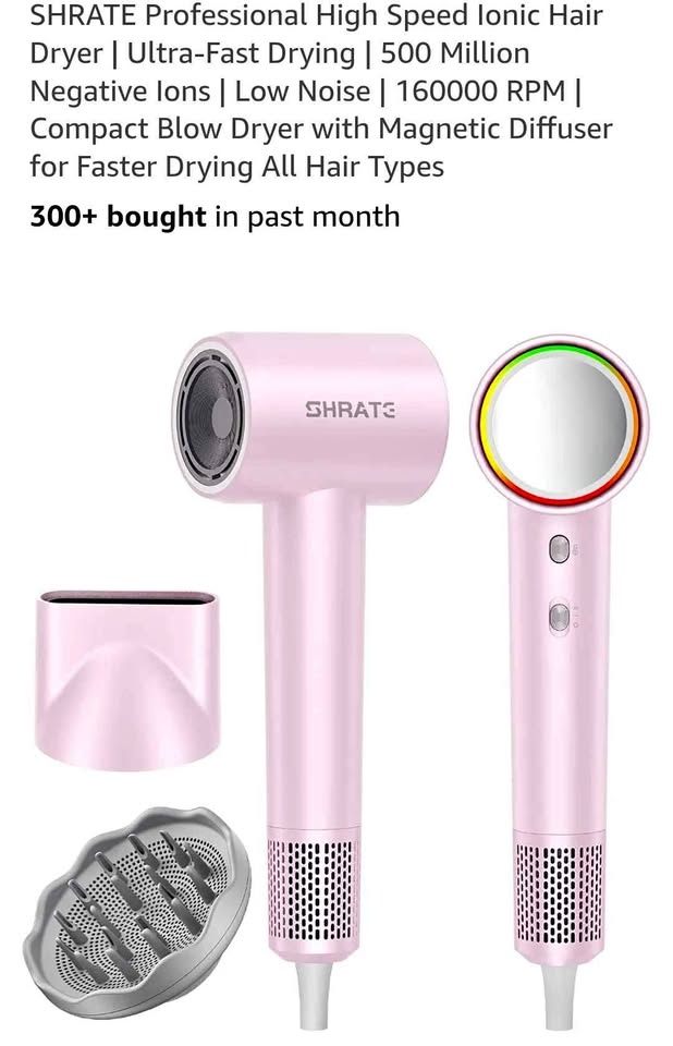 SHRATE Professional High-Speed Ionic Hair Dryer (Pink)