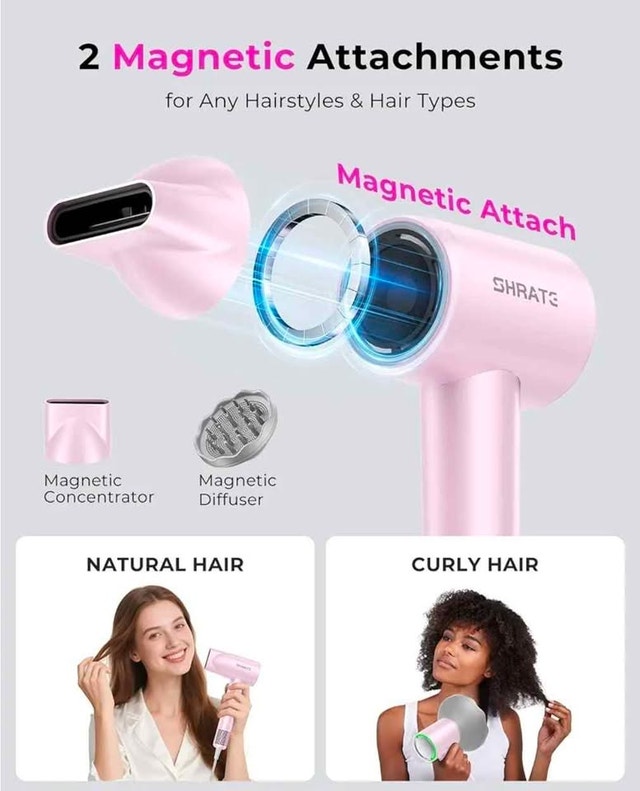SHRATE Professional High-Speed Ionic Hair Dryer (Pink) - photo 3