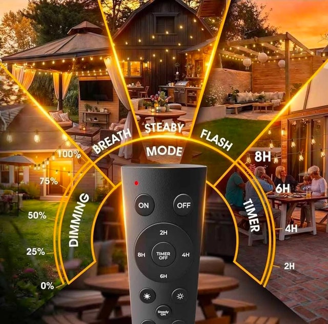 ✨ addlon 100FT Outdoor String Lights with Remote (30+2 Bulbs) - photo 5