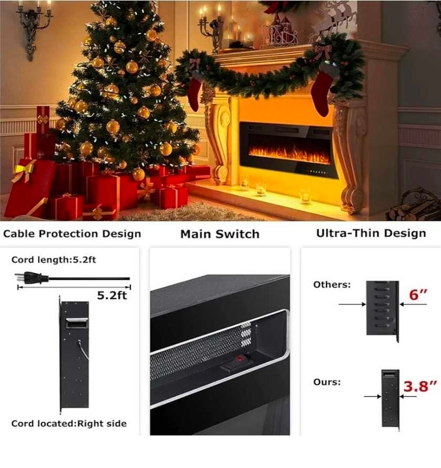 50" UltraThin Electric Fireplace Recessed & Wall Mounted - photo 5