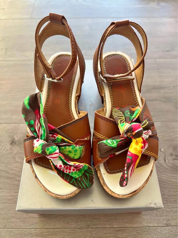 Miss Sixty Leather Wedge Sandals Size 33