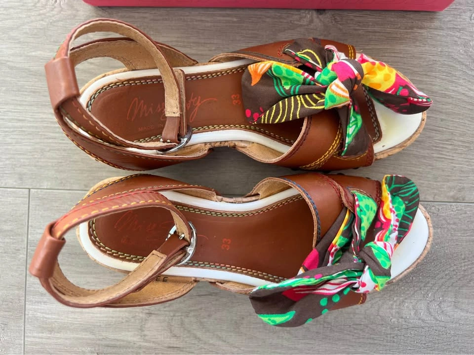 Miss Sixty Leather Wedge Sandals Size 33 - photo 5