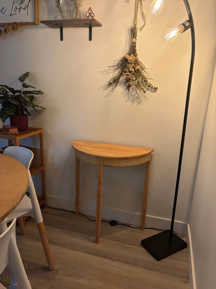 Light Wood Demilune Console Table - photo 3