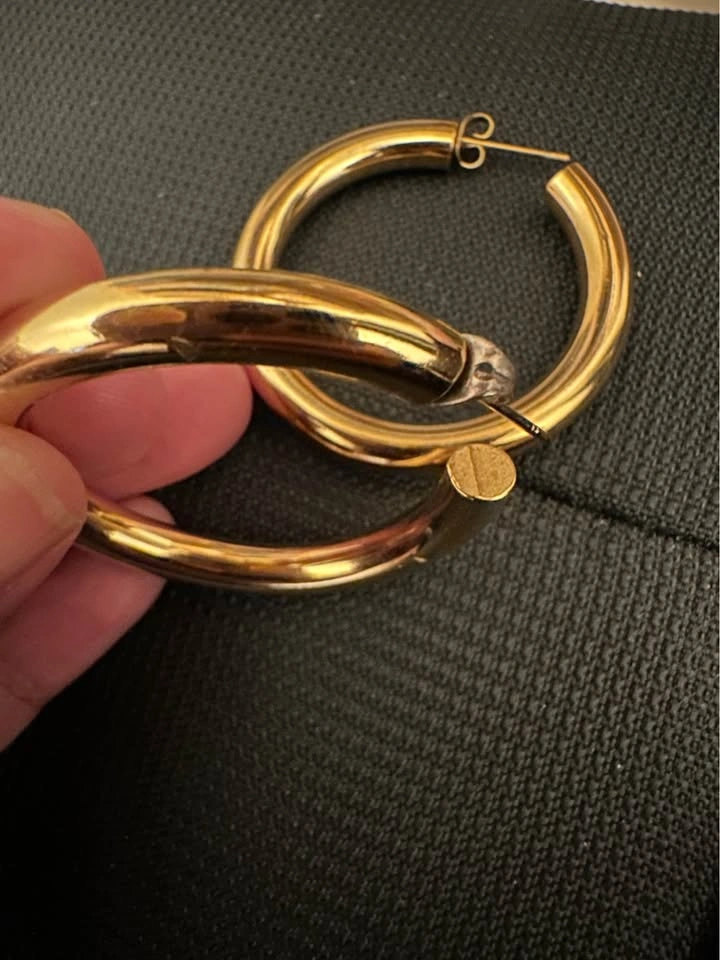 Nominal Solid Chunky Gold Plated 40mm Hoop Earrings